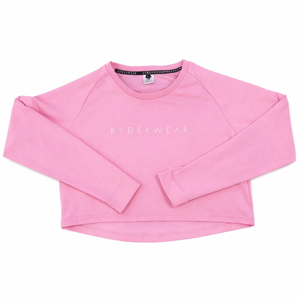 Ryderwear Pink Cropped Long Sleeve Workout Top Size XL